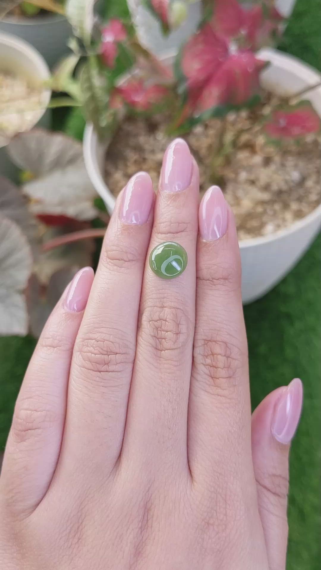 2.92 Ct. Green Cabochon Jade from Burma (Myanmar) Size Video