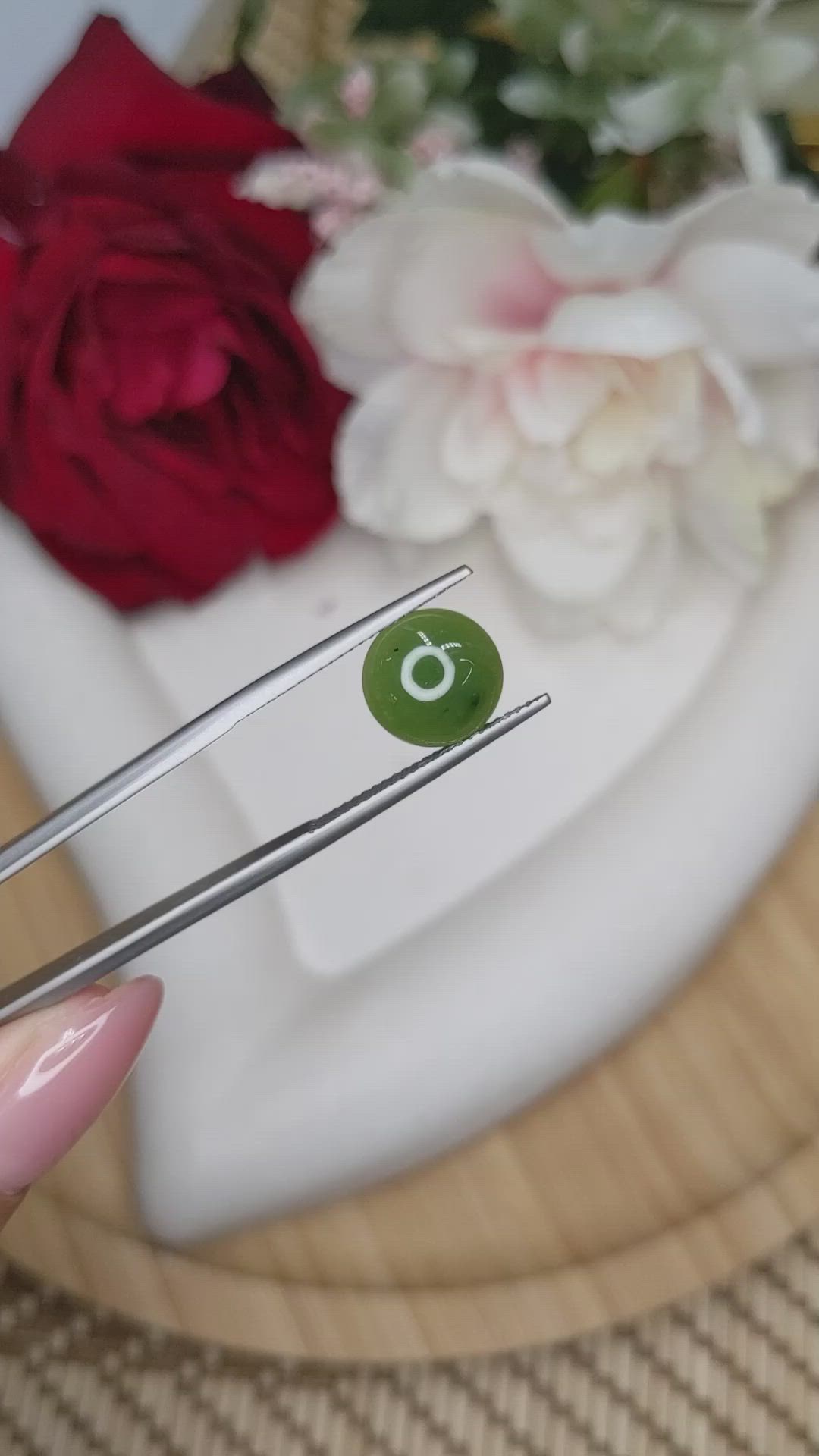 3.12 Ct. Green Cabochon Jade from Burma (Myanmar) Size Video