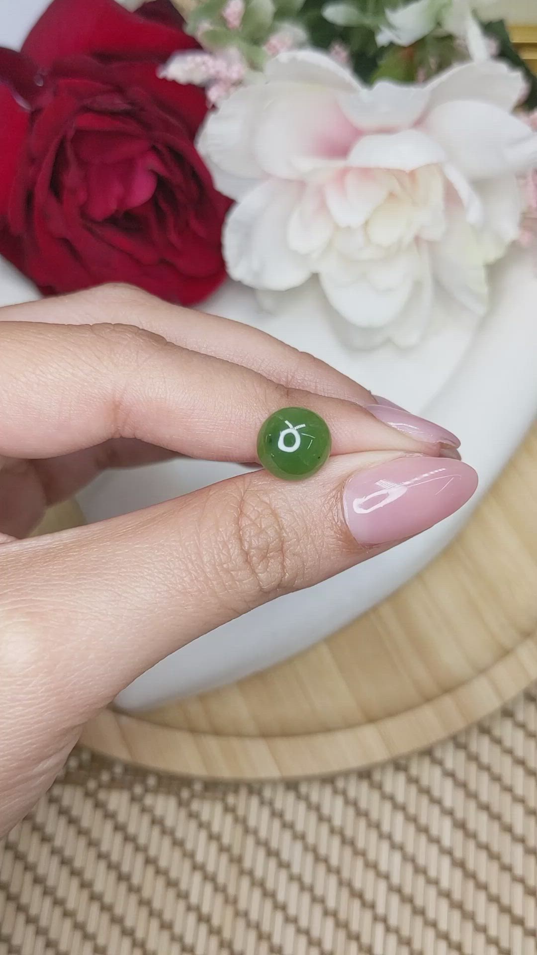 3.12 Ct. Green Cabochon Jade from Burma (Myanmar) Size Video