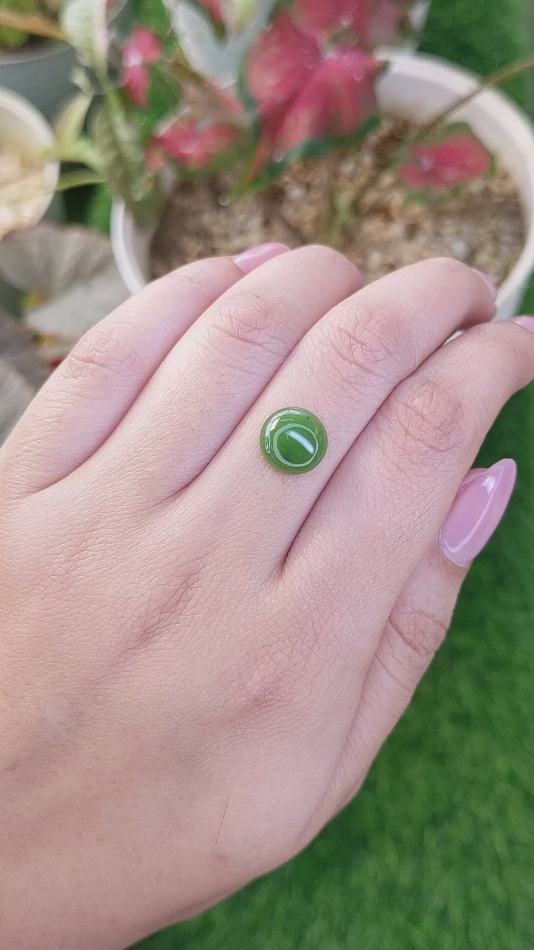 3.12 Ct. Green Cabochon Jade from Burma (Myanmar) Size Video