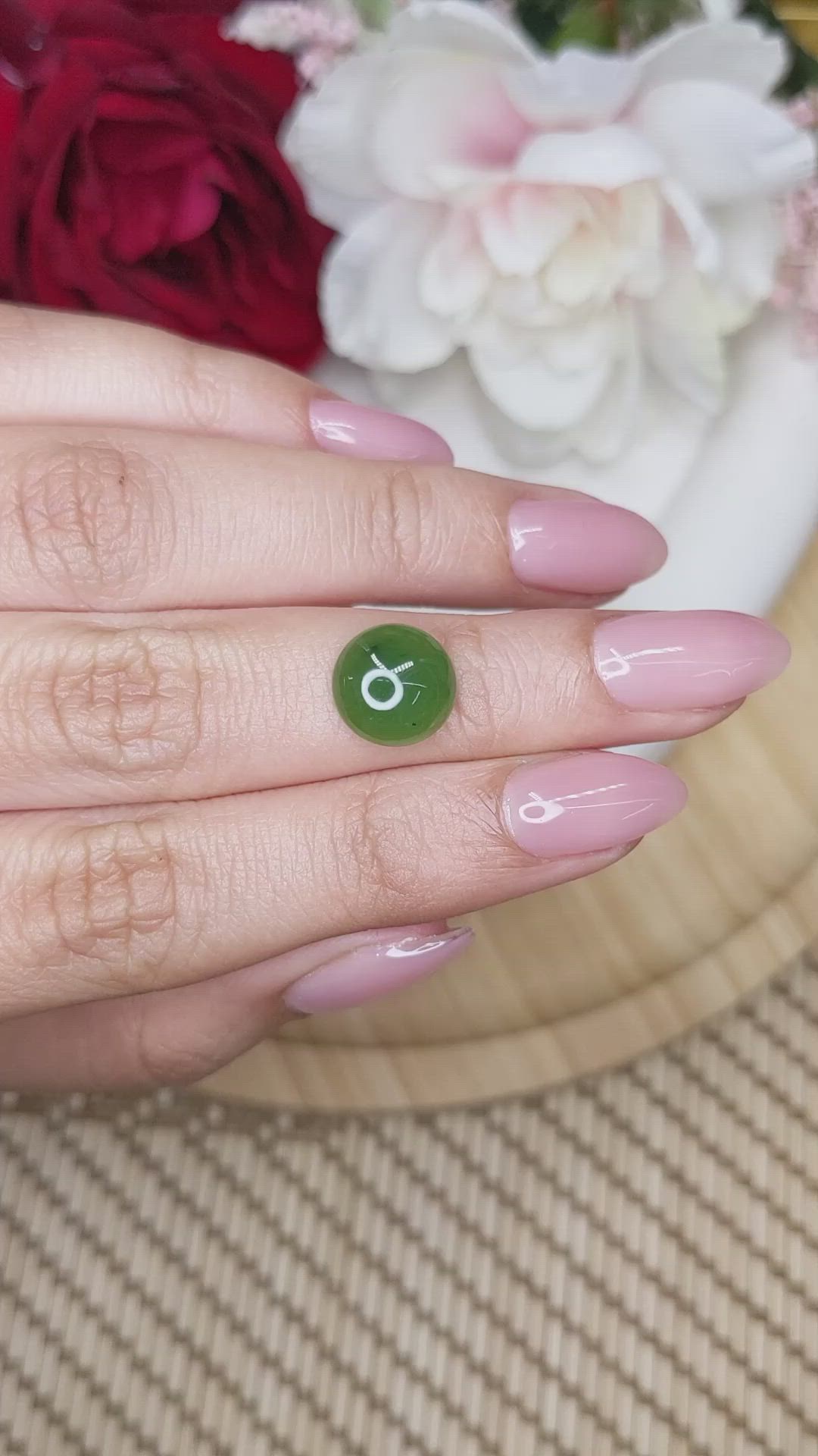 3.12 Ct. Green Cabochon Jade from Burma (Myanmar) Size Video