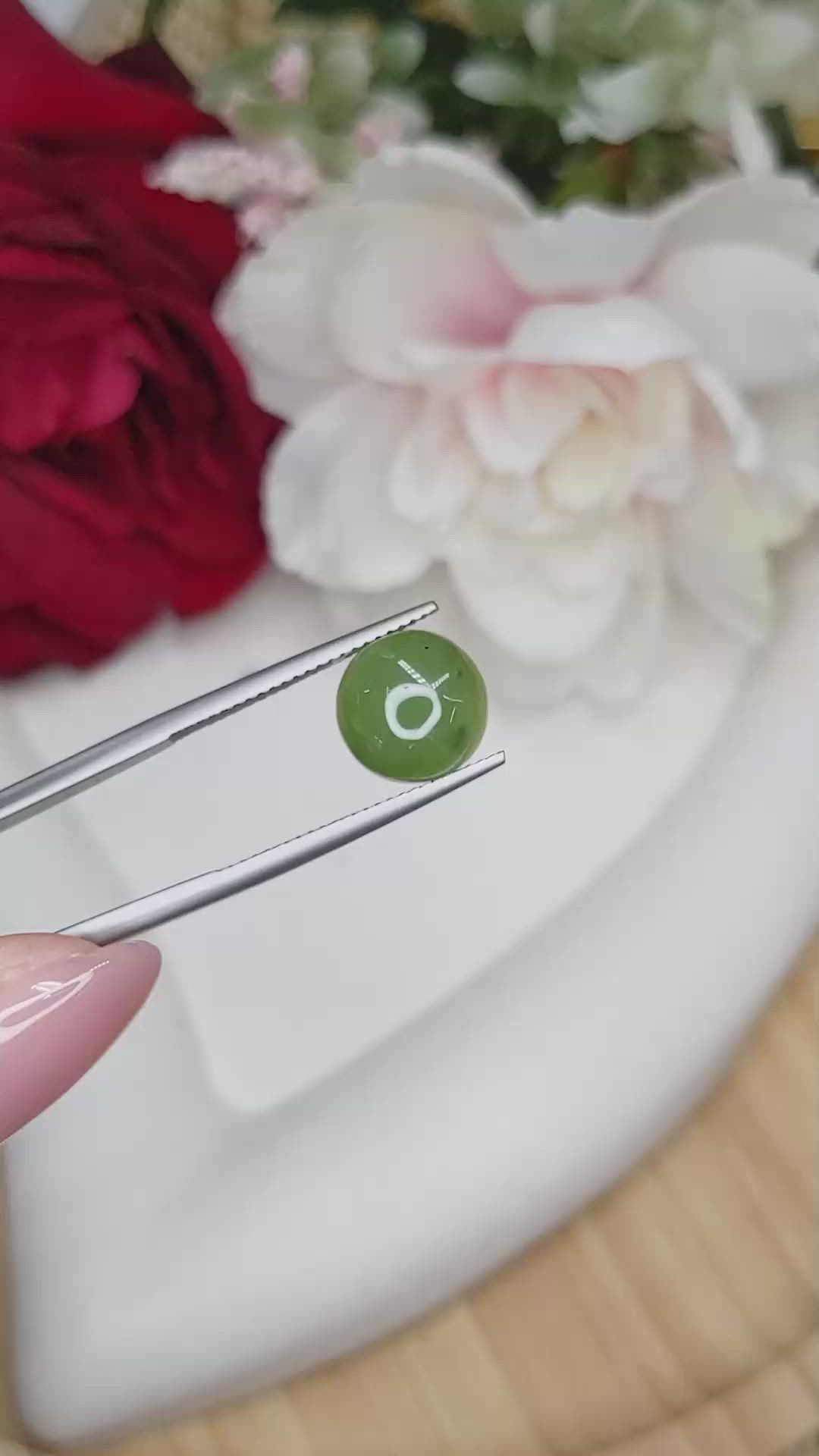 3.98 Ct. Green Cabochon Jade from Burma (Myanmar) Size Video