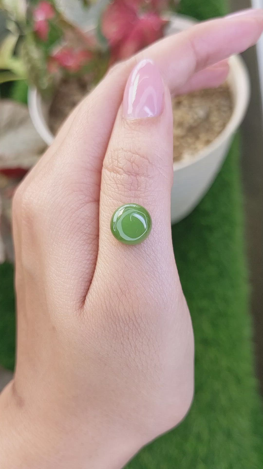 3.98 Ct. Green Cabochon Jade from Burma (Myanmar) Size Video