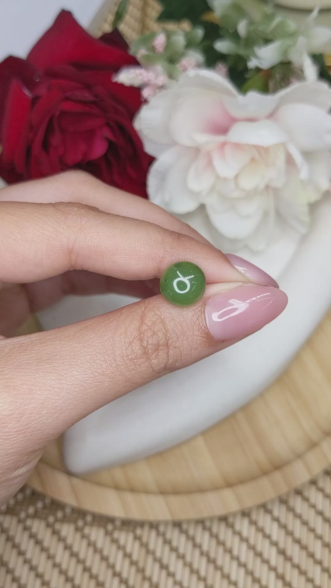 3.98 Ct. Green Cabochon Jade from Burma (Myanmar) Size Video