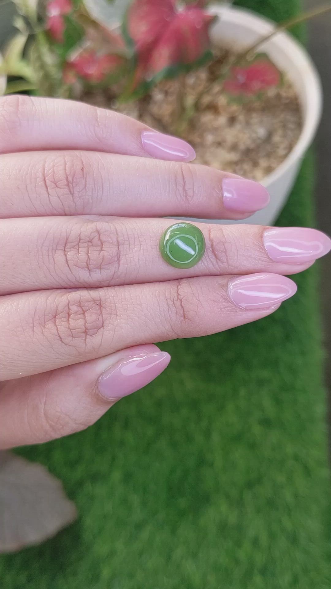 3.98 Ct. Green Cabochon Jade from Burma (Myanmar) Size Video