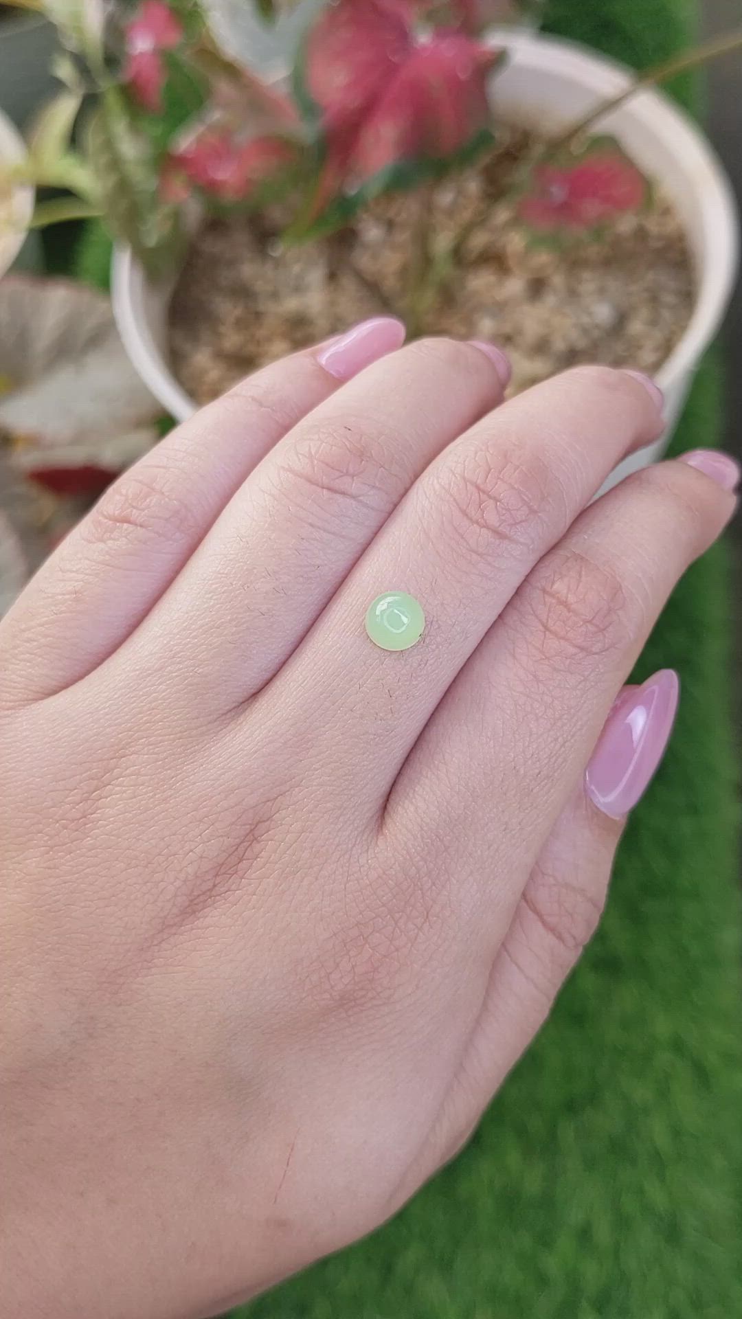 1.39 Ct. Green Cabochon Jade from Burma (Myanmar) Size Video
