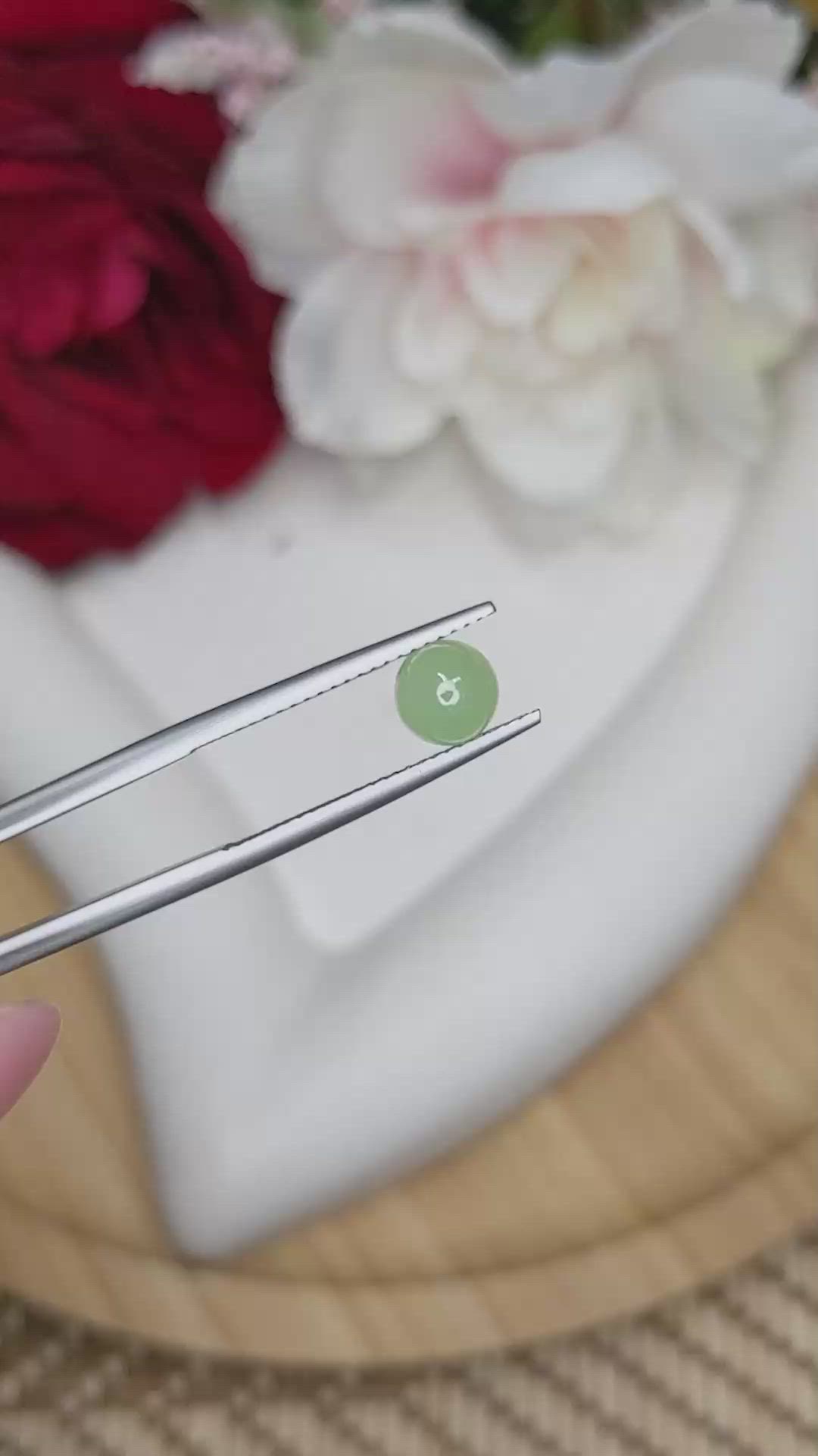 1.39 Ct. Green Cabochon Jade from Burma (Myanmar) Size Video