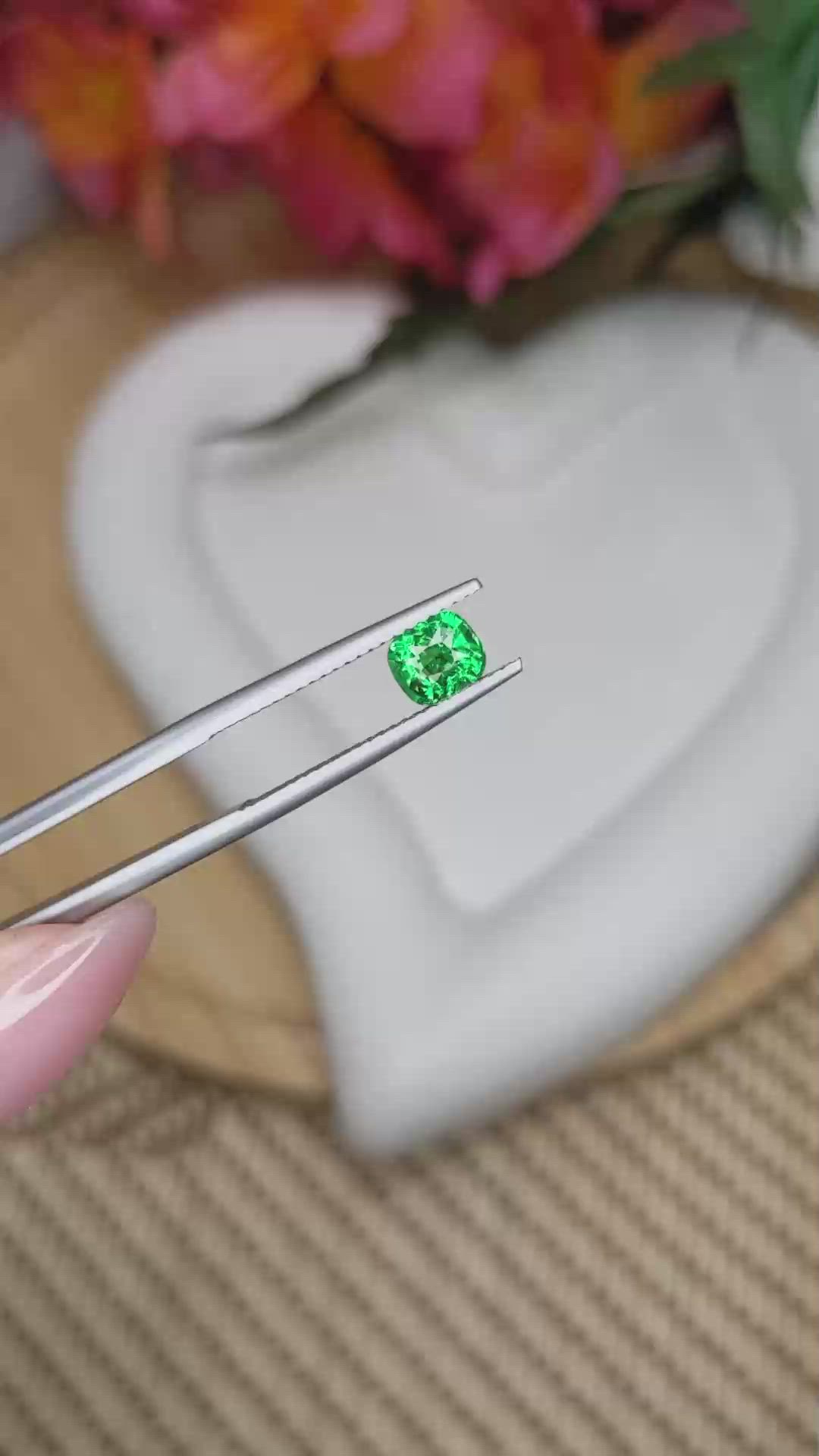 1.04 Ct. Tsavorite Garnet from Madagascar Size Video