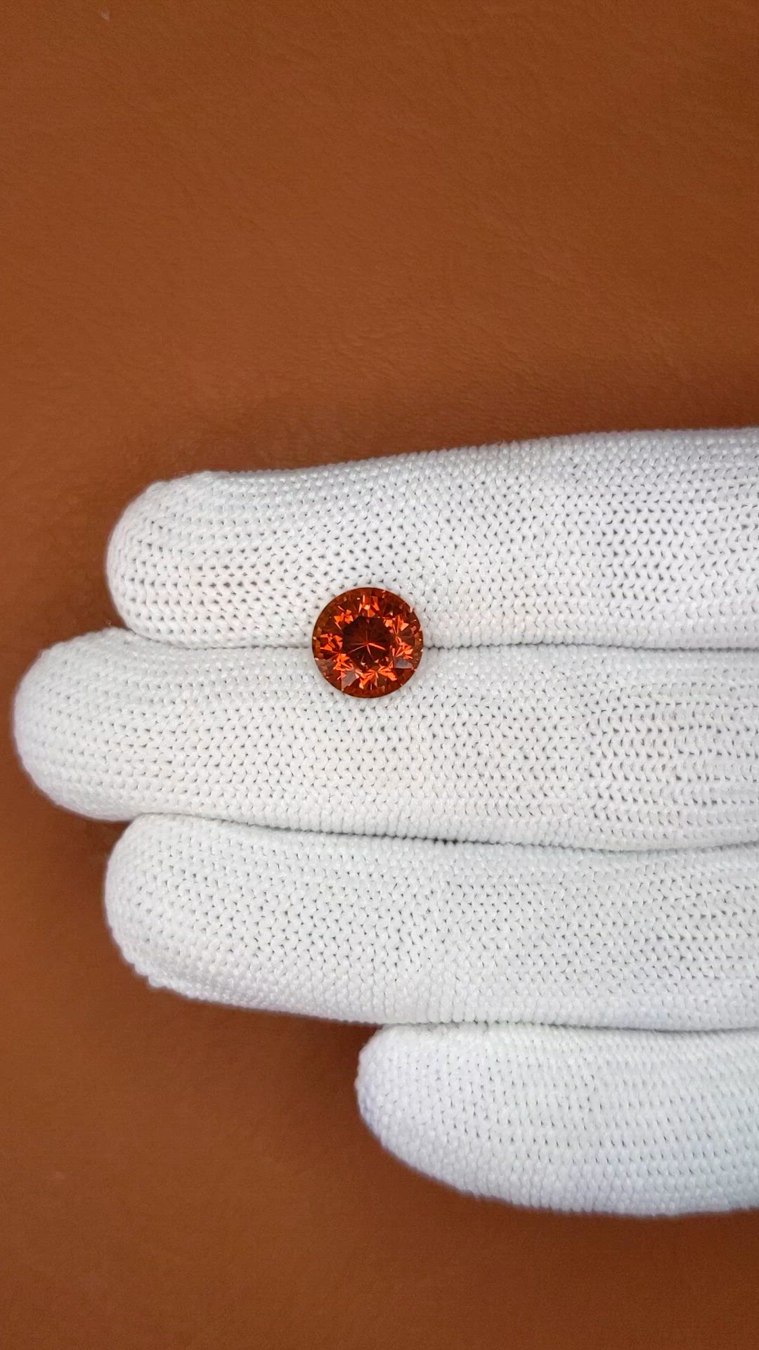 5.02 Ct. Reddish Orange Spessartite Garnet from Ceylon (Sri Lanka) Size Video
