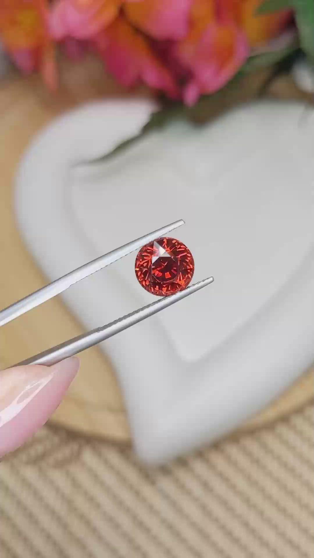 5.02 Ct. Reddish Orange Spessartite Garnet from Ceylon (Sri Lanka) Size Video