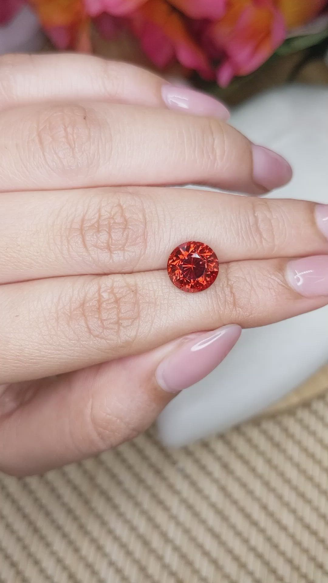 5.02 Ct. Reddish Orange Spessartite Garnet from Ceylon (Sri Lanka) Size Video