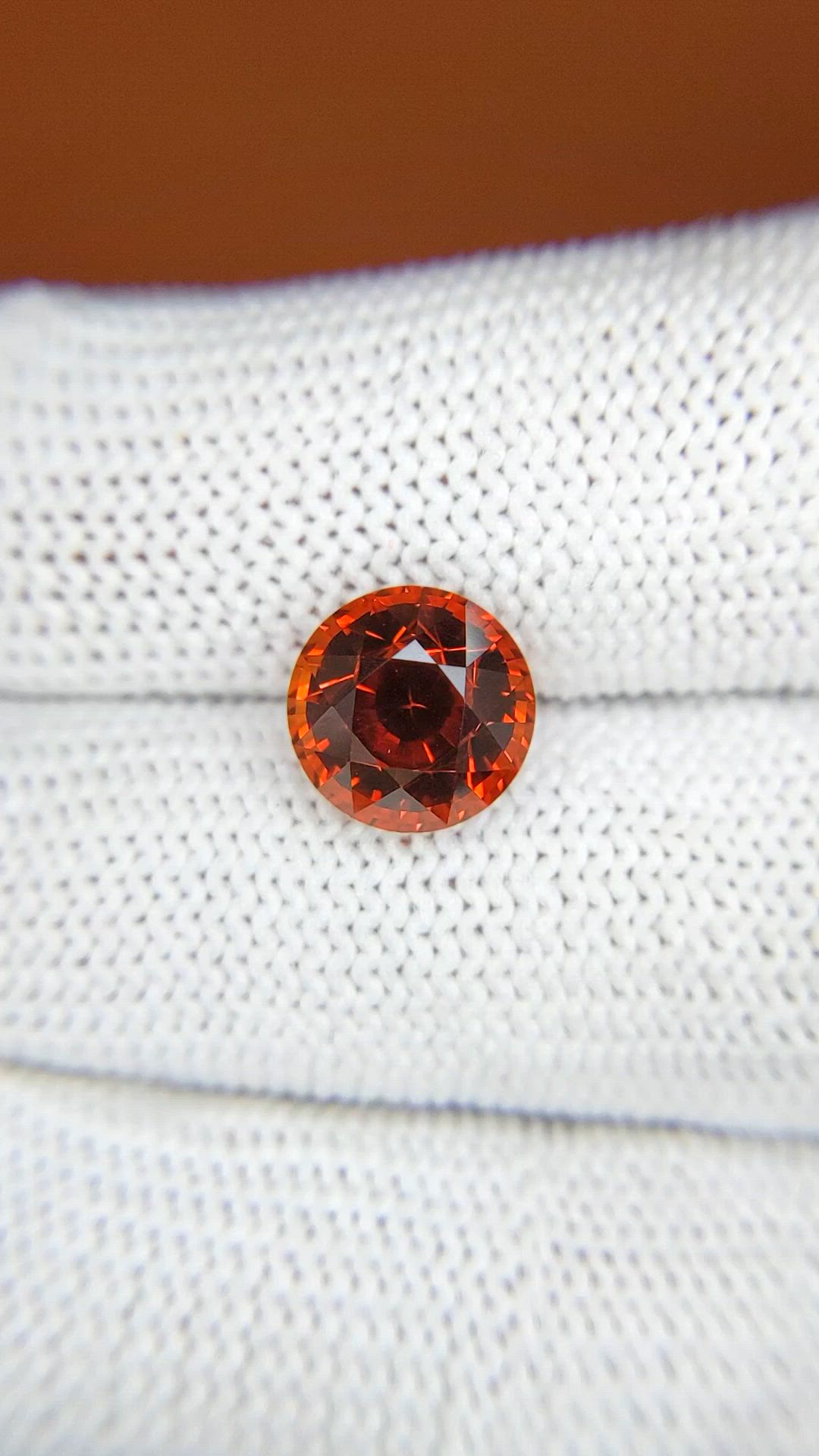 5.02 Ct. Reddish Orange Spessartite Garnet from Ceylon (Sri Lanka) Size Video
