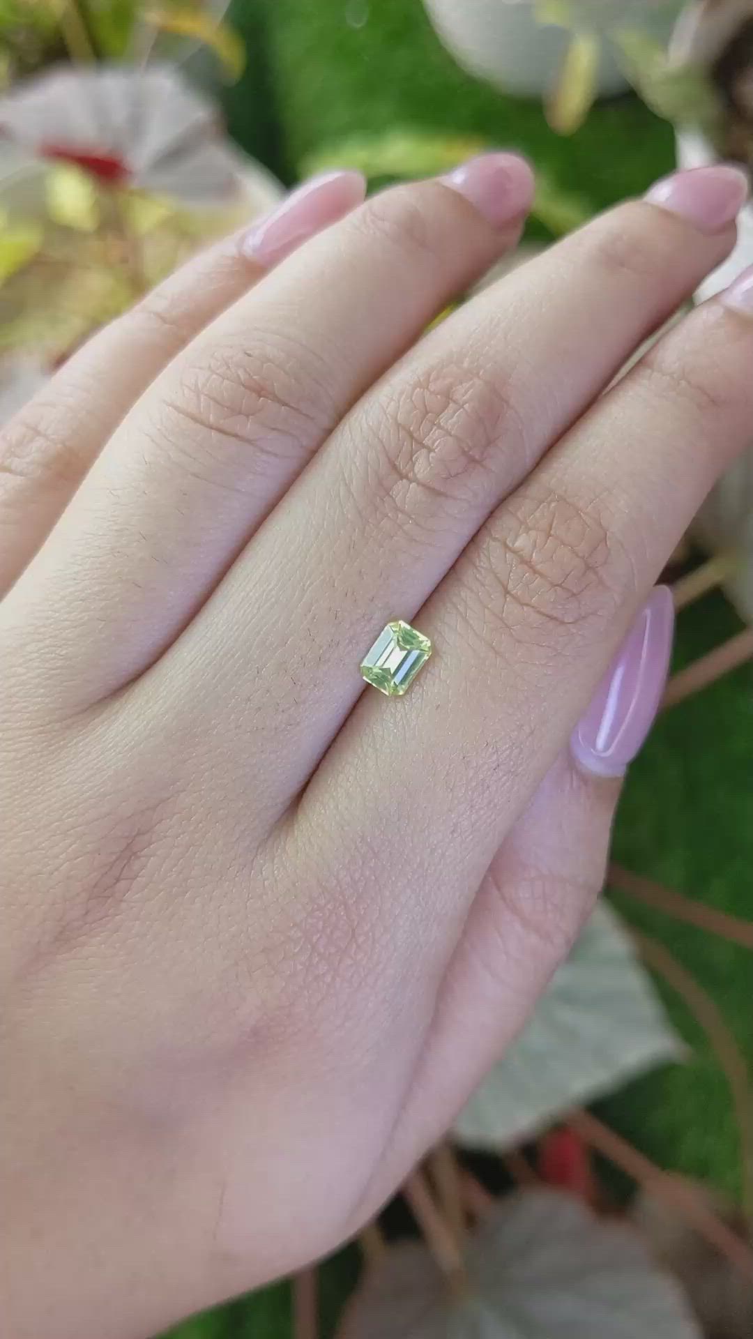 0.77 Ct. Greenish Yellow Chrysoberyl from Ceylon (Sri Lanka) Size Video