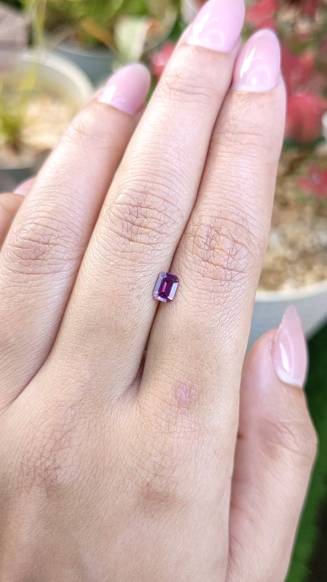 0.51 Ct. Purplish Pink Rhodolite Garnet from Ceylon (Sri Lanka) Size Video