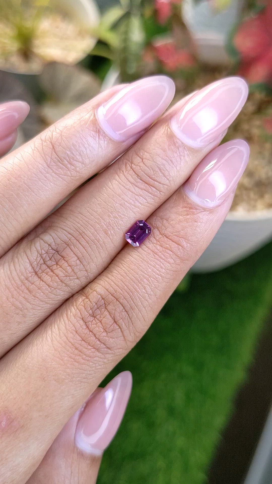 0.51 Ct. Purplish Pink Rhodolite Garnet from Ceylon (Sri Lanka) Size Video