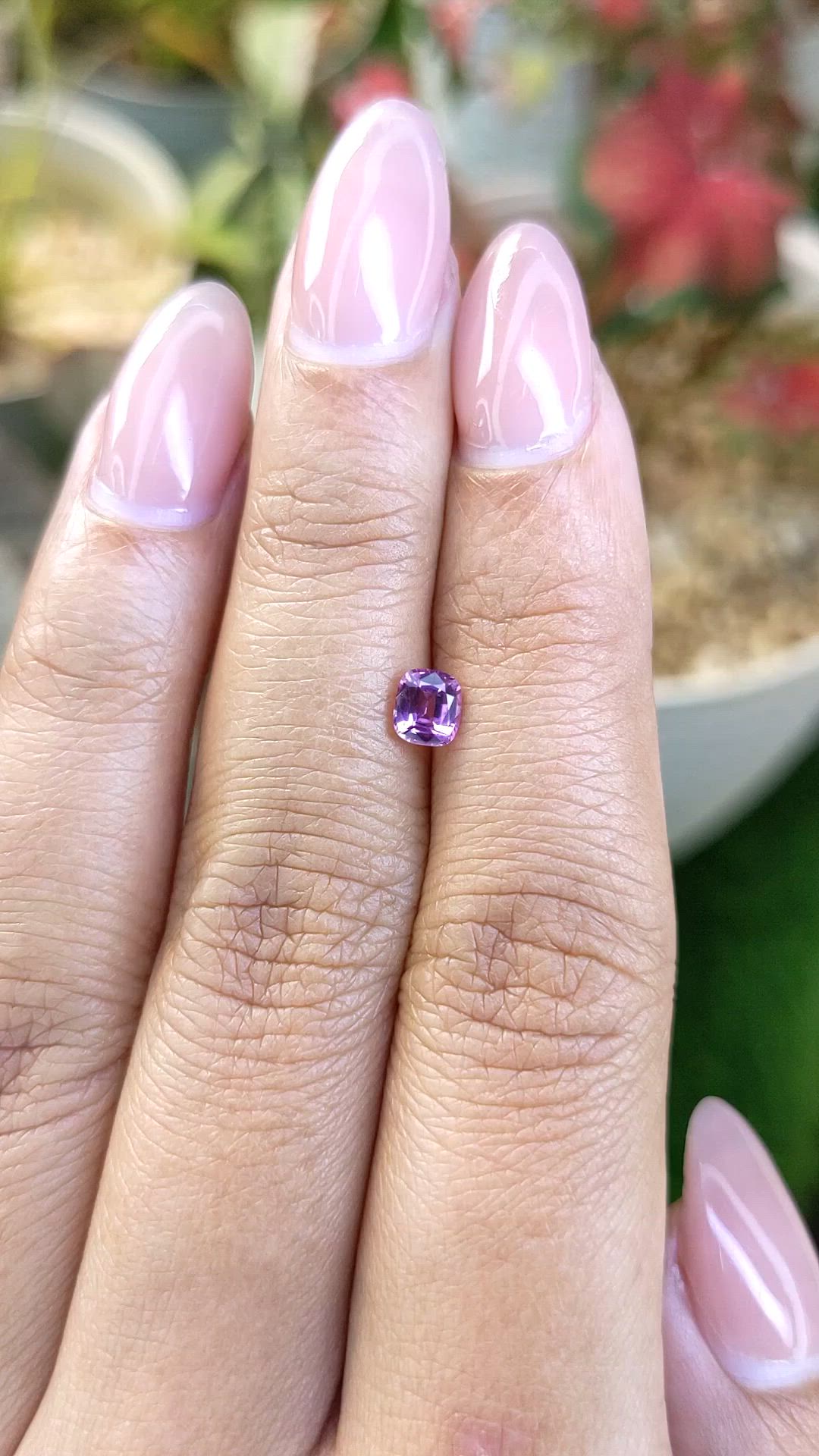 0.51 Ct. Pinkish Purple Rhodolite Garnet from Ceylon (Sri Lanka) Size Video