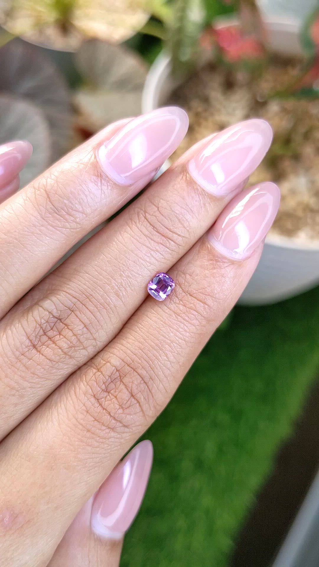 0.51 Ct. Pinkish Purple Rhodolite Garnet from Ceylon (Sri Lanka) Size Video