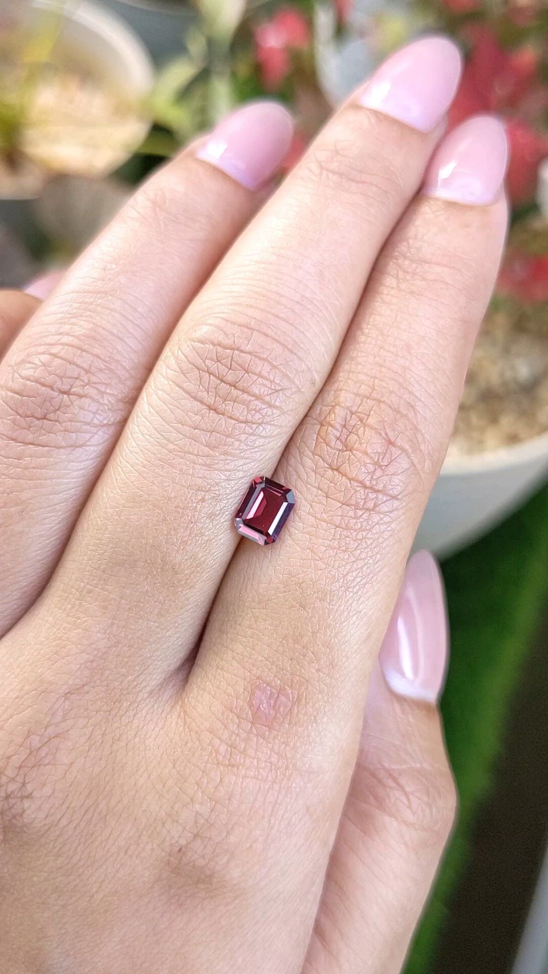 0.89 Ct. Purplish Red Rhodolite Garnet from Ceylon (Sri Lanka) Size Video