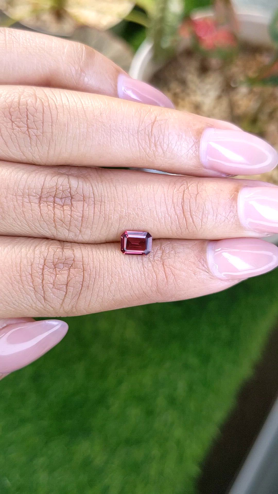 0.89 Ct. Purplish Red Rhodolite Garnet from Ceylon (Sri Lanka) Size Video