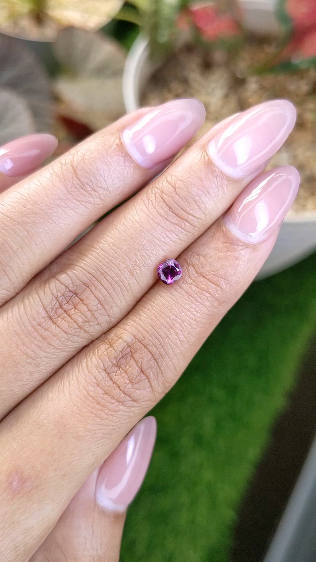 0.53 Ct. Purplish Pink Rhodolite Garnet from Ceylon (Sri Lanka) Size Video