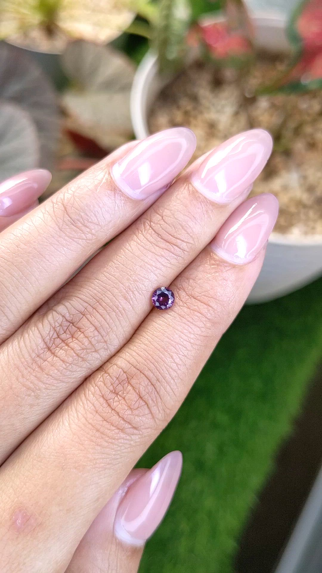 0.37 Ct. Purplish Pink Rhodolite Garnet from Ceylon (Sri Lanka) Size Video