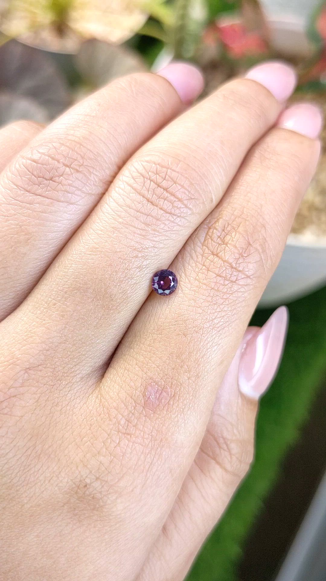 0.37 Ct. Purplish Pink Rhodolite Garnet from Ceylon (Sri Lanka) Size Video