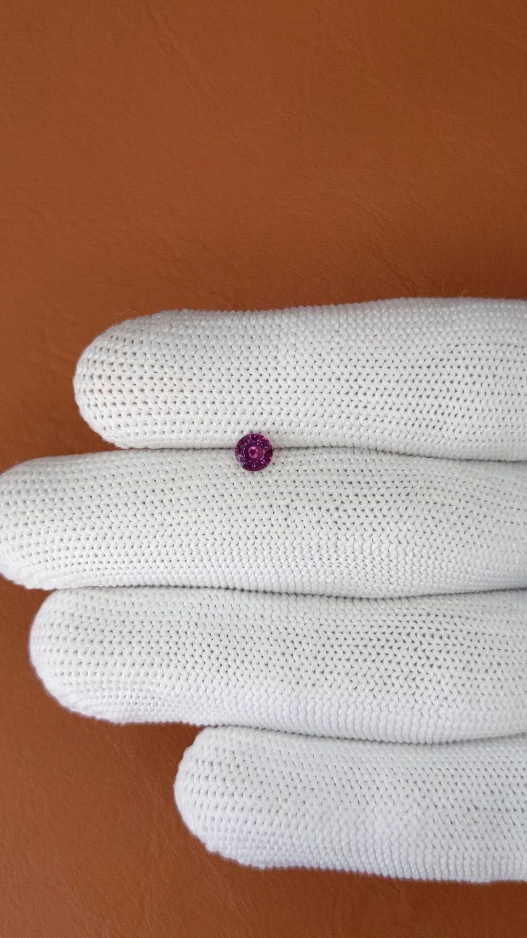 0.37 Ct. Purplish Pink Rhodolite Garnet from Ceylon (Sri Lanka) Size Video