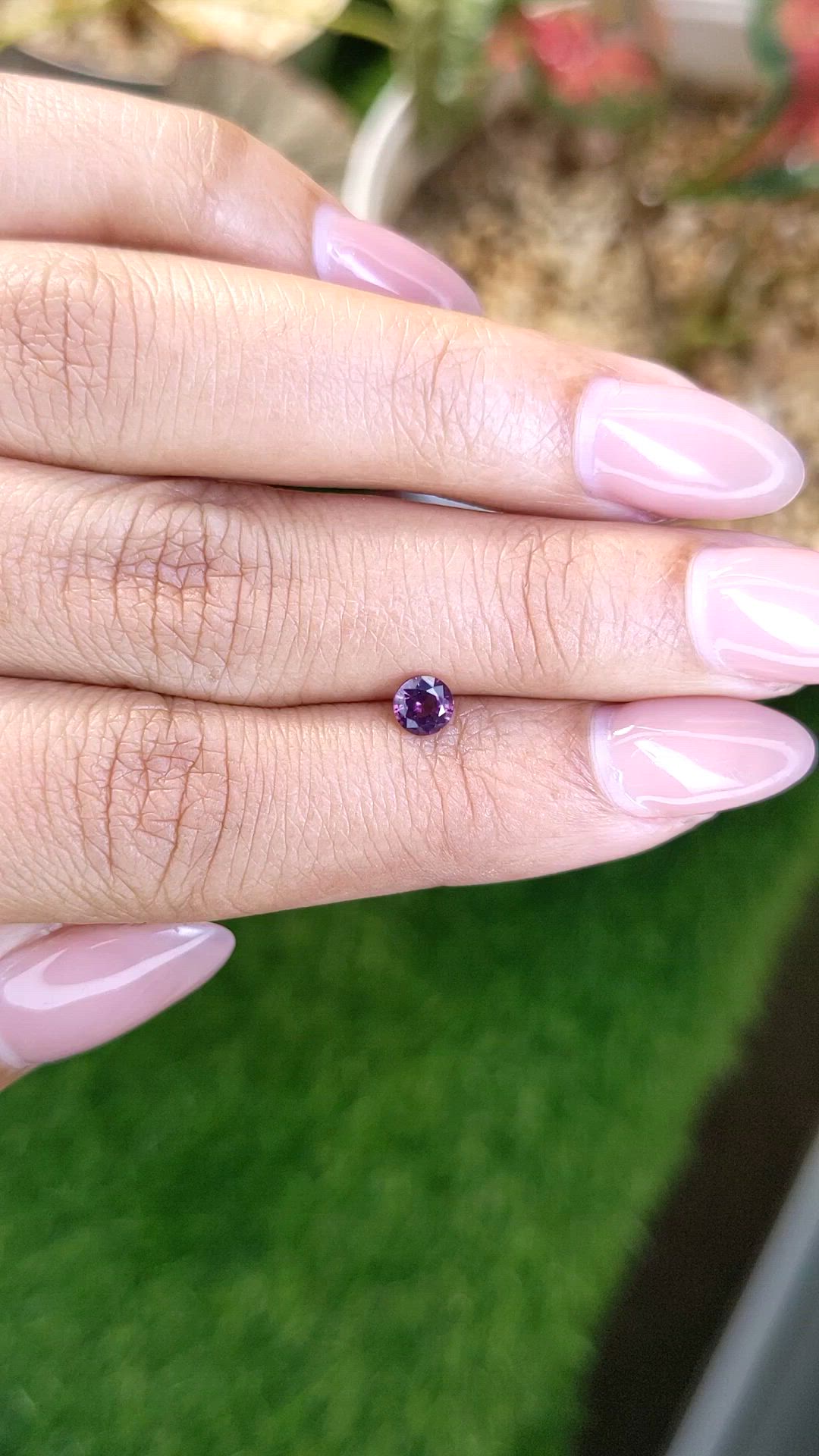 0.37 Ct. Purplish Pink Rhodolite Garnet from Ceylon (Sri Lanka) Size Video