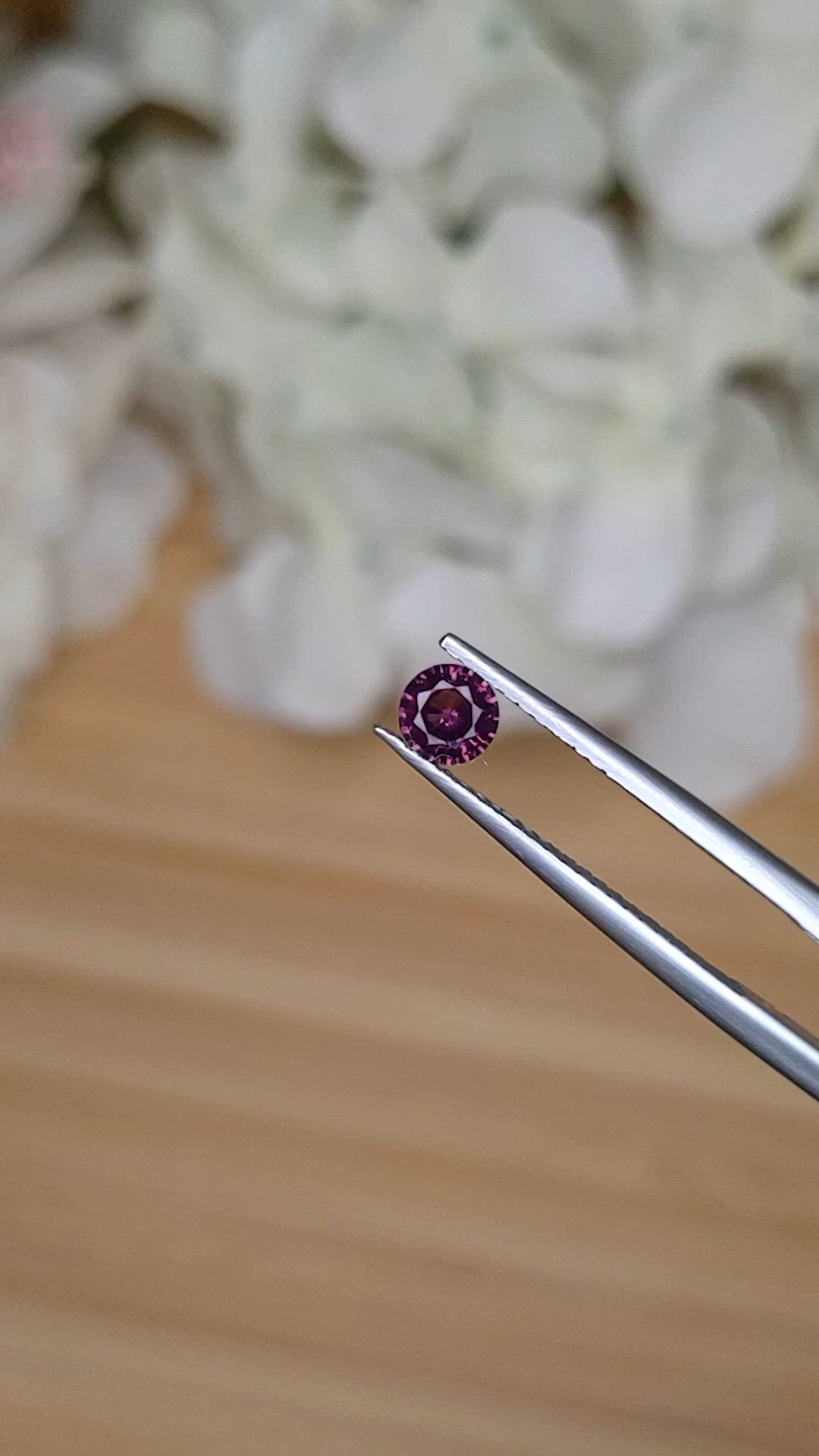 0.37 Ct. Purplish Pink Rhodolite Garnet from Ceylon (Sri Lanka) Size Video