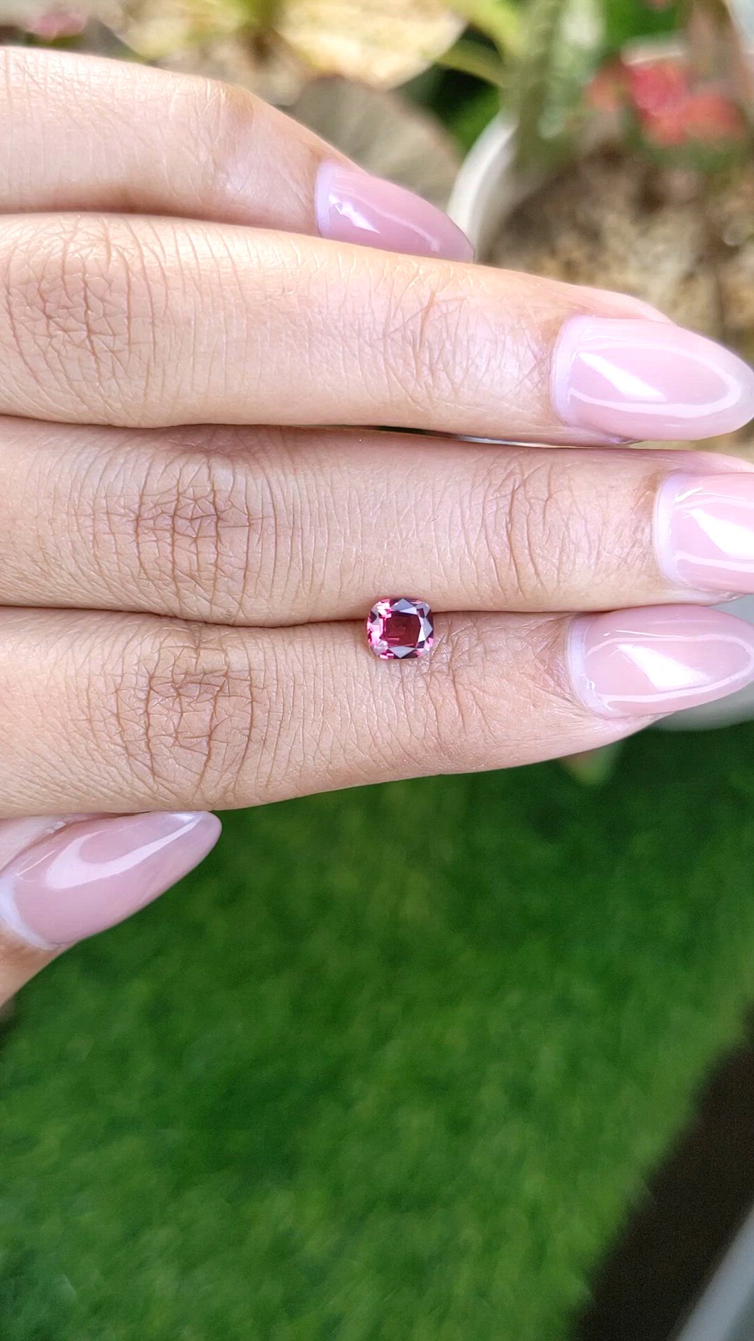 0.69 Ct. Purplish Pink Rhodolite Garnet from Ceylon (Sri Lanka) Size Video