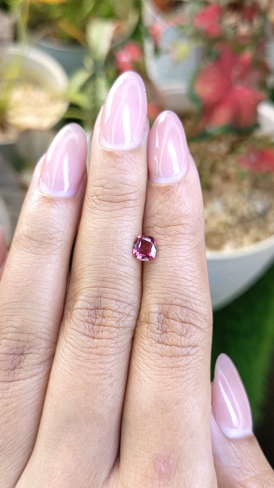 0.69 Ct. Purplish Pink Rhodolite Garnet from Ceylon (Sri Lanka) Size Video