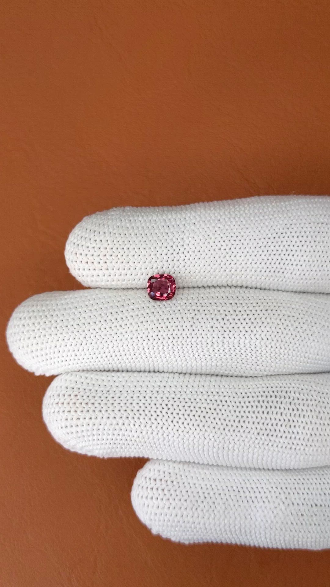 0.69 Ct. Purplish Pink Rhodolite Garnet from Ceylon (Sri Lanka) Size Video