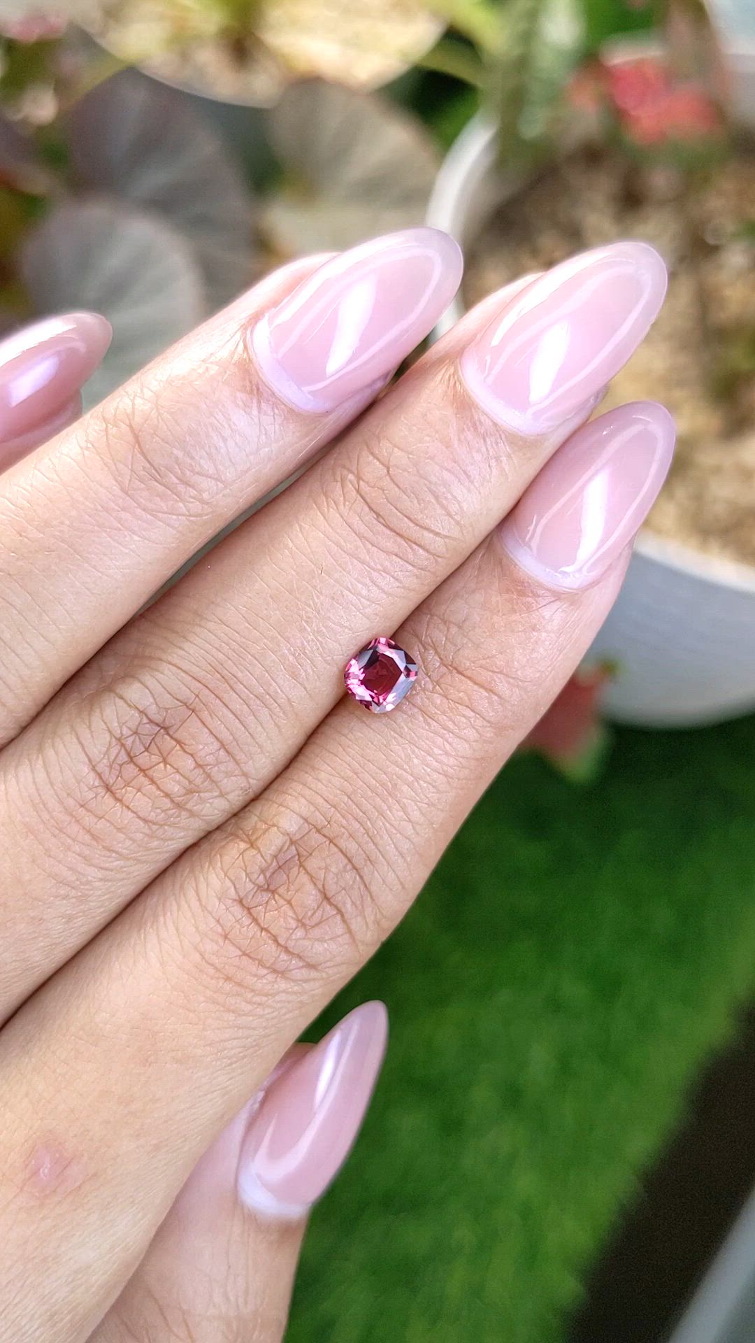 0.69 Ct. Purplish Pink Rhodolite Garnet from Ceylon (Sri Lanka) Size Video