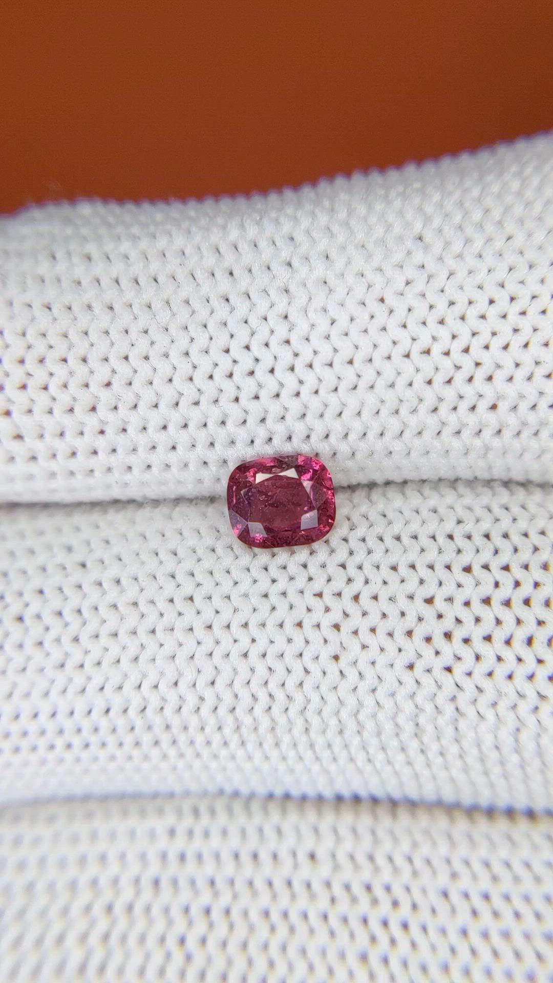 0.67 Ct. Purplish Pink Rhodolite Garnet from Ceylon (Sri Lanka) Size Video