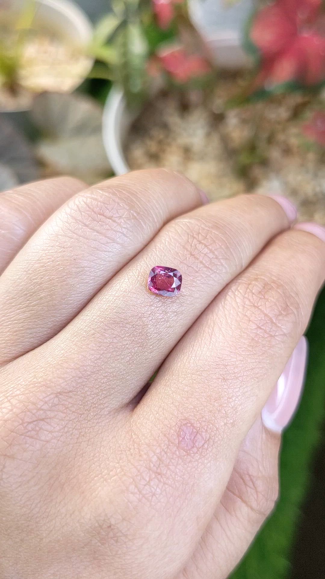 0.67 Ct. Purplish Pink Rhodolite Garnet from Ceylon (Sri Lanka) Size Video