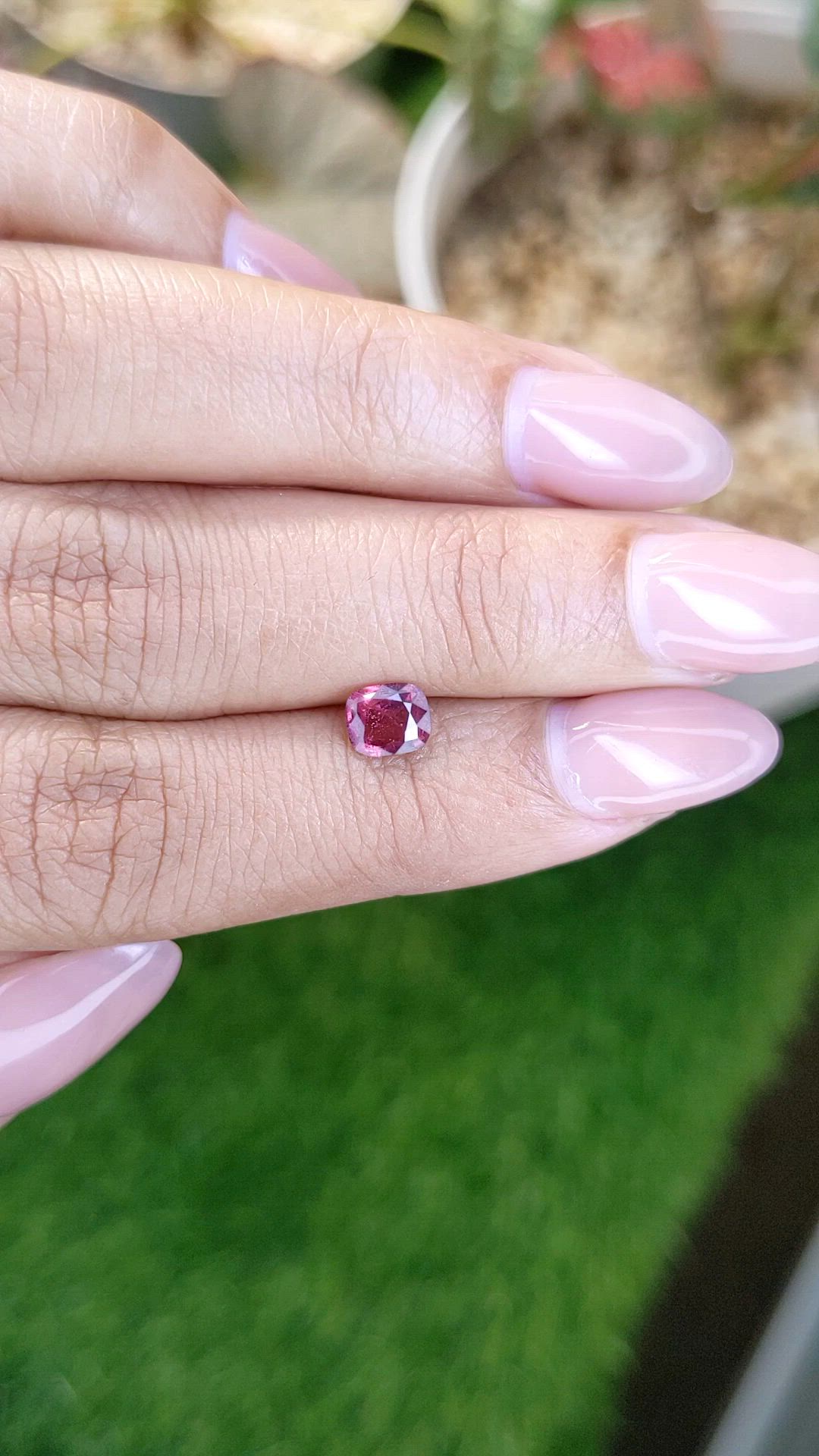 0.67 Ct. Purplish Pink Rhodolite Garnet from Ceylon (Sri Lanka) Size Video