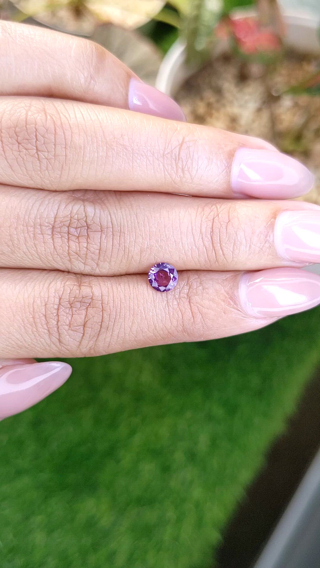 0.60 Ct. Pinkish Purple Rhodolite Garnet from Ceylon (Sri Lanka) Size Video