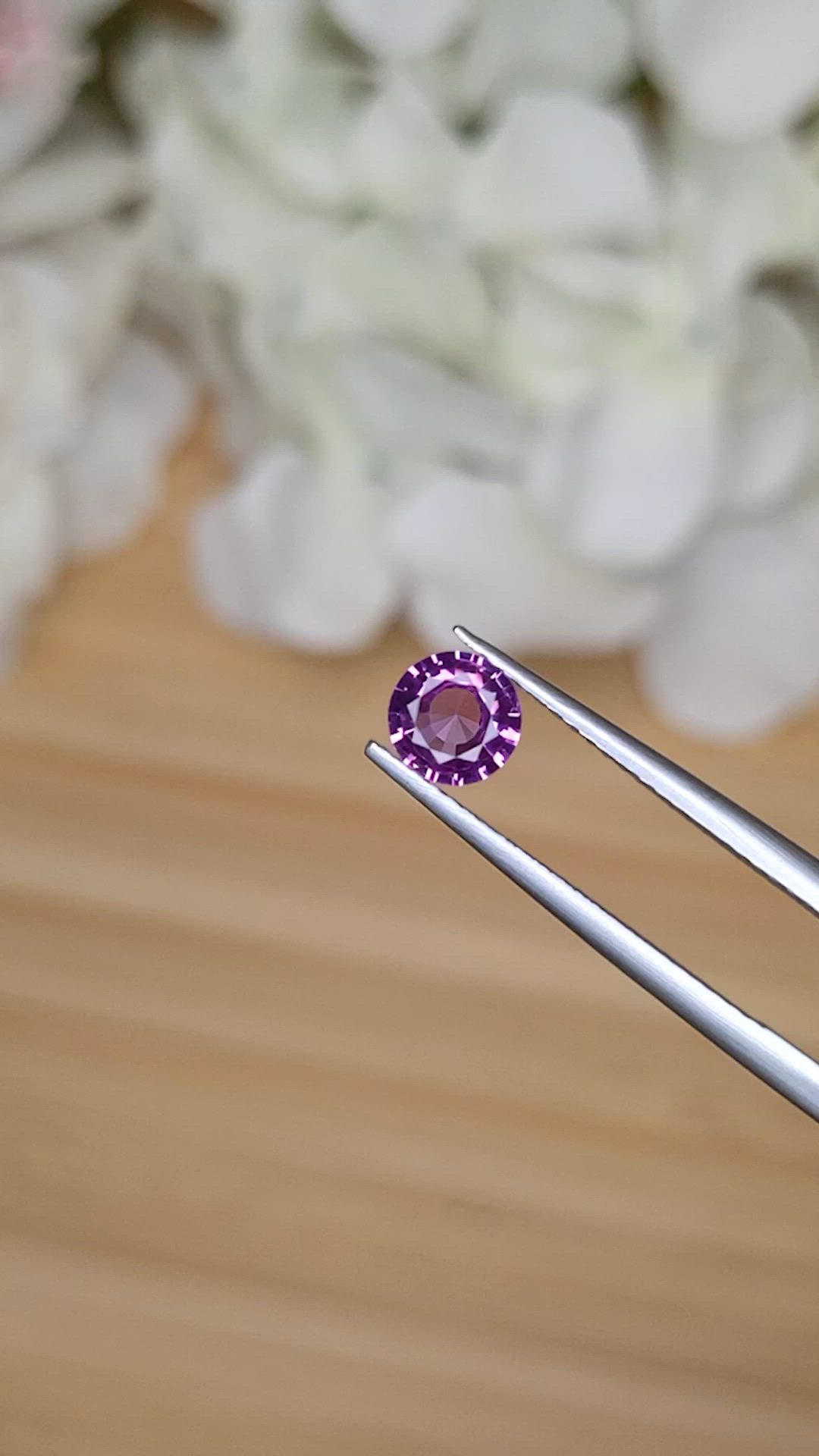 0.60 Ct. Pinkish Purple Rhodolite Garnet from Ceylon (Sri Lanka) Size Video