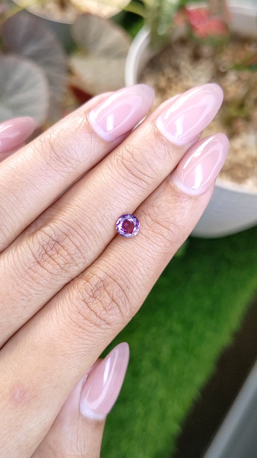 0.60 Ct. Pinkish Purple Rhodolite Garnet from Ceylon (Sri Lanka) Size Video