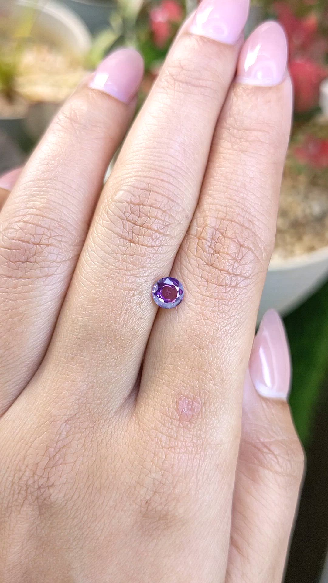 0.60 Ct. Pinkish Purple Rhodolite Garnet from Ceylon (Sri Lanka) Size Video