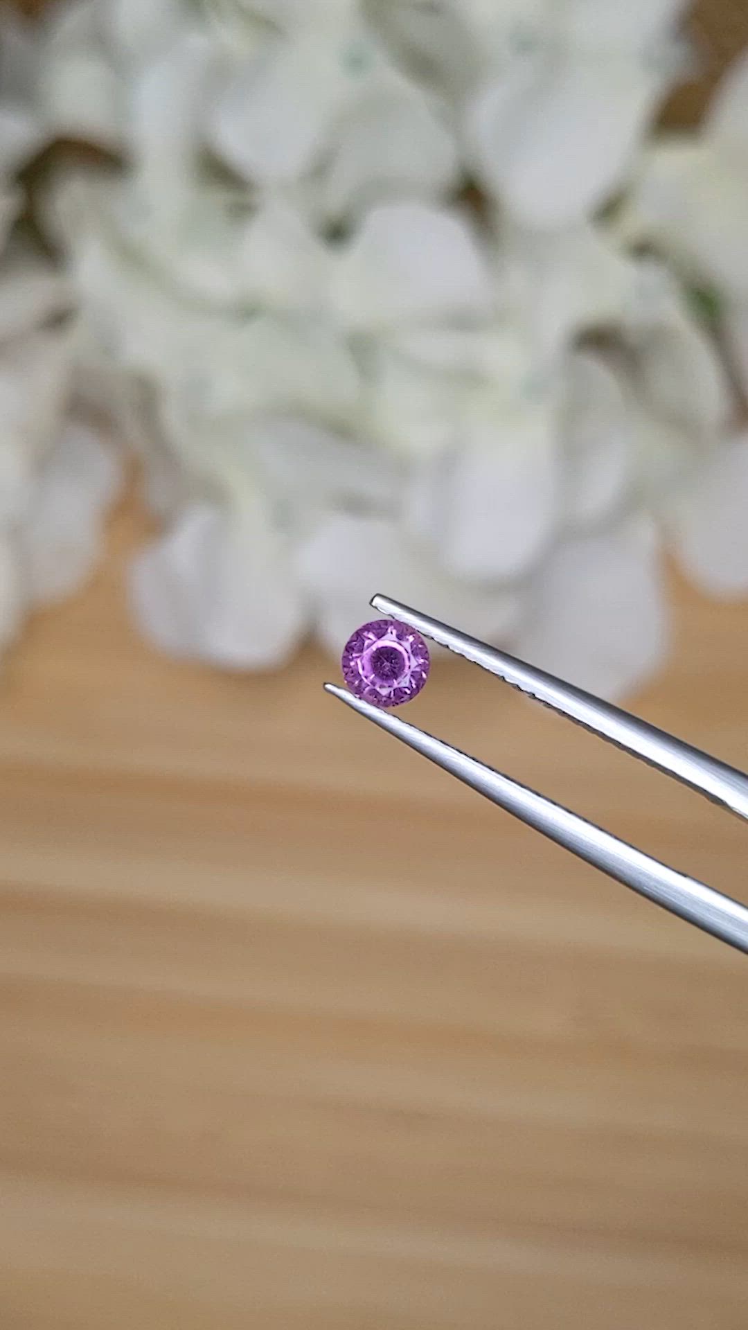 0.49 Ct. Purplish Pink Rhodolite Garnet from Ceylon (Sri Lanka) Size Video