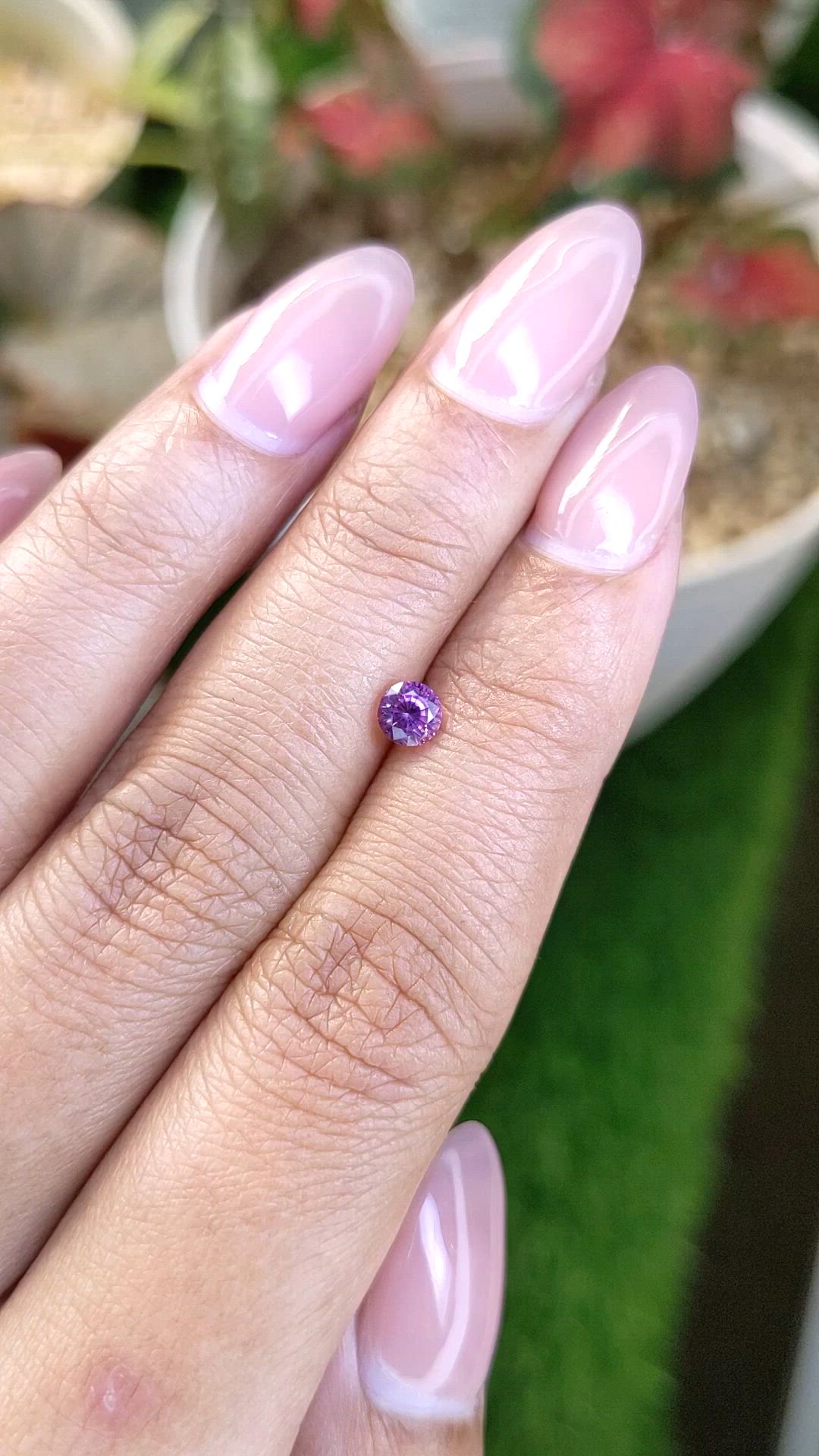 0.49 Ct. Purplish Pink Rhodolite Garnet from Ceylon (Sri Lanka) Size Video