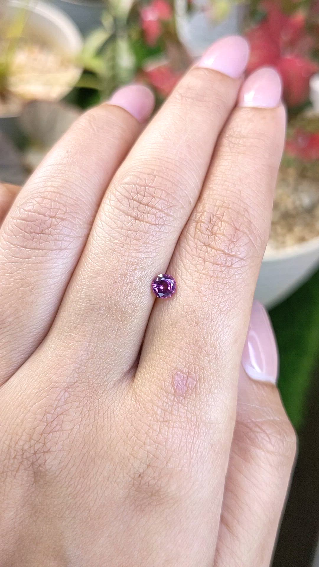 0.46 Ct. Purplish Pink Rhodolite Garnet from Ceylon (Sri Lanka) Size Video