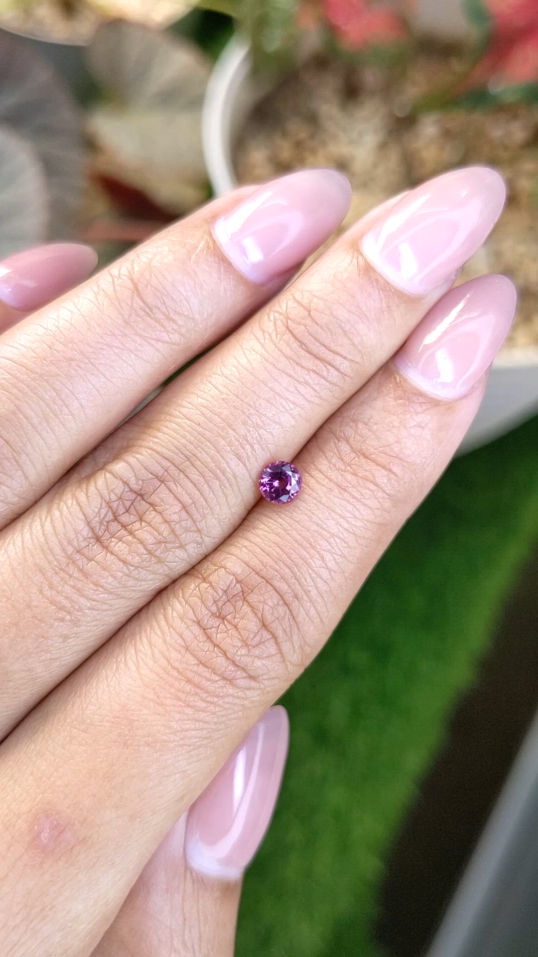 0.46 Ct. Purplish Pink Rhodolite Garnet from Ceylon (Sri Lanka) Size Video