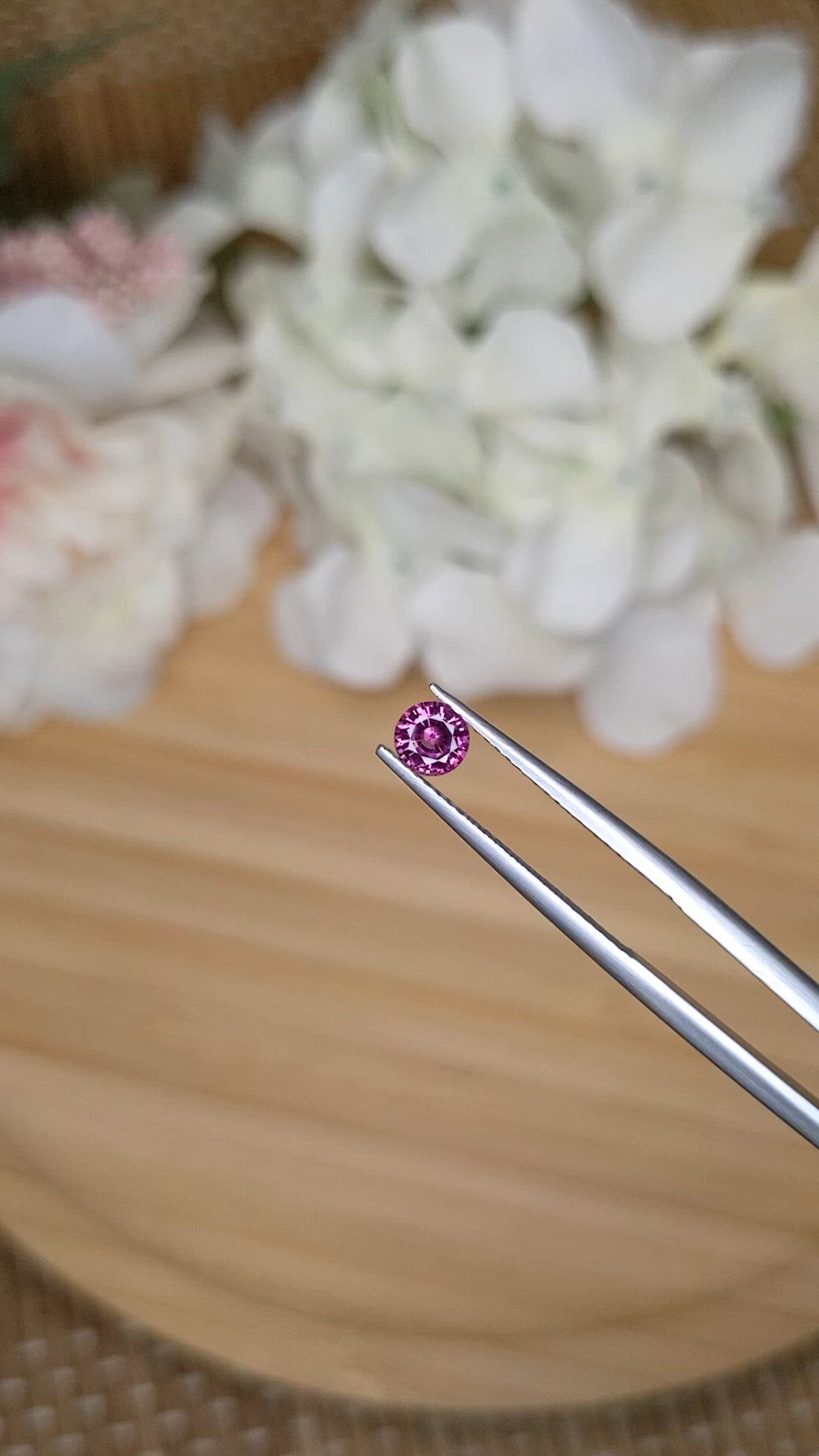 0.46 Ct. Purplish Pink Rhodolite Garnet from Ceylon (Sri Lanka) Size Video