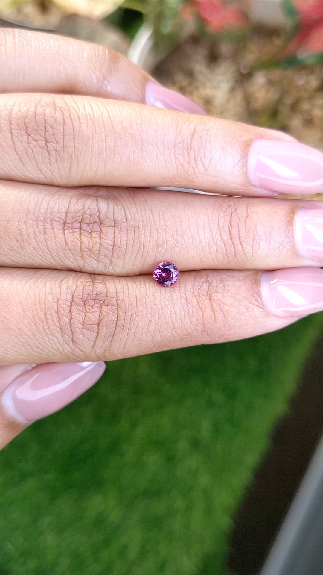 0.46 Ct. Purplish Pink Rhodolite Garnet from Ceylon (Sri Lanka) Size Video