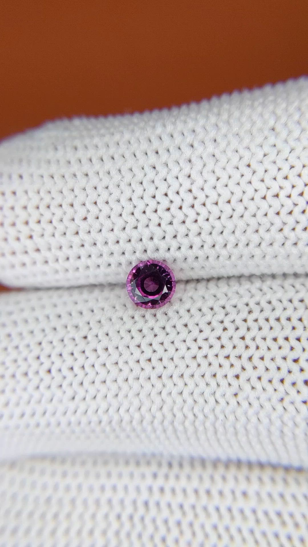 0.46 Ct. Purplish Pink Rhodolite Garnet from Ceylon (Sri Lanka) Size Video