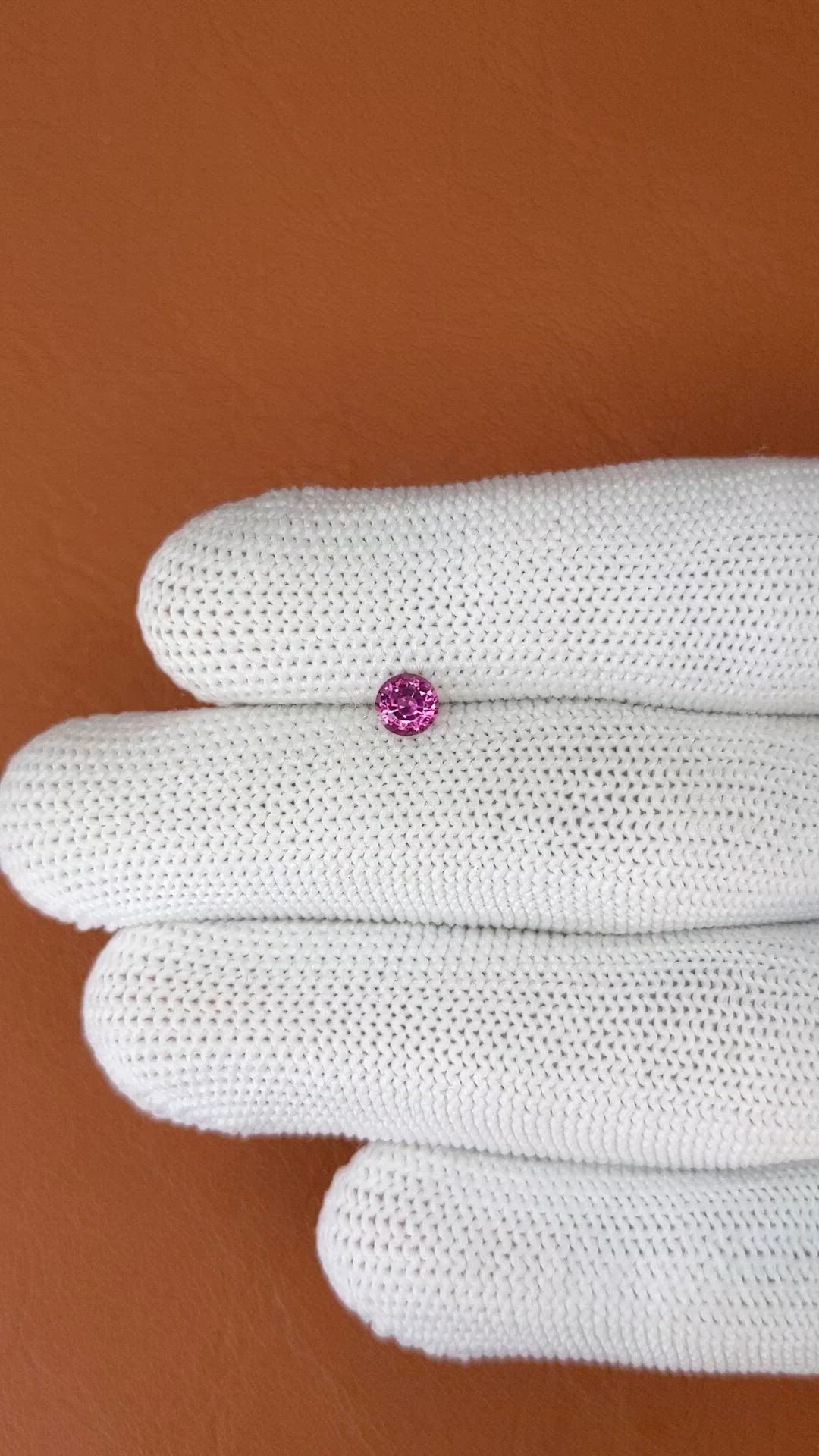0.46 Ct. Purplish Pink Rhodolite Garnet from Ceylon (Sri Lanka) Size Video
