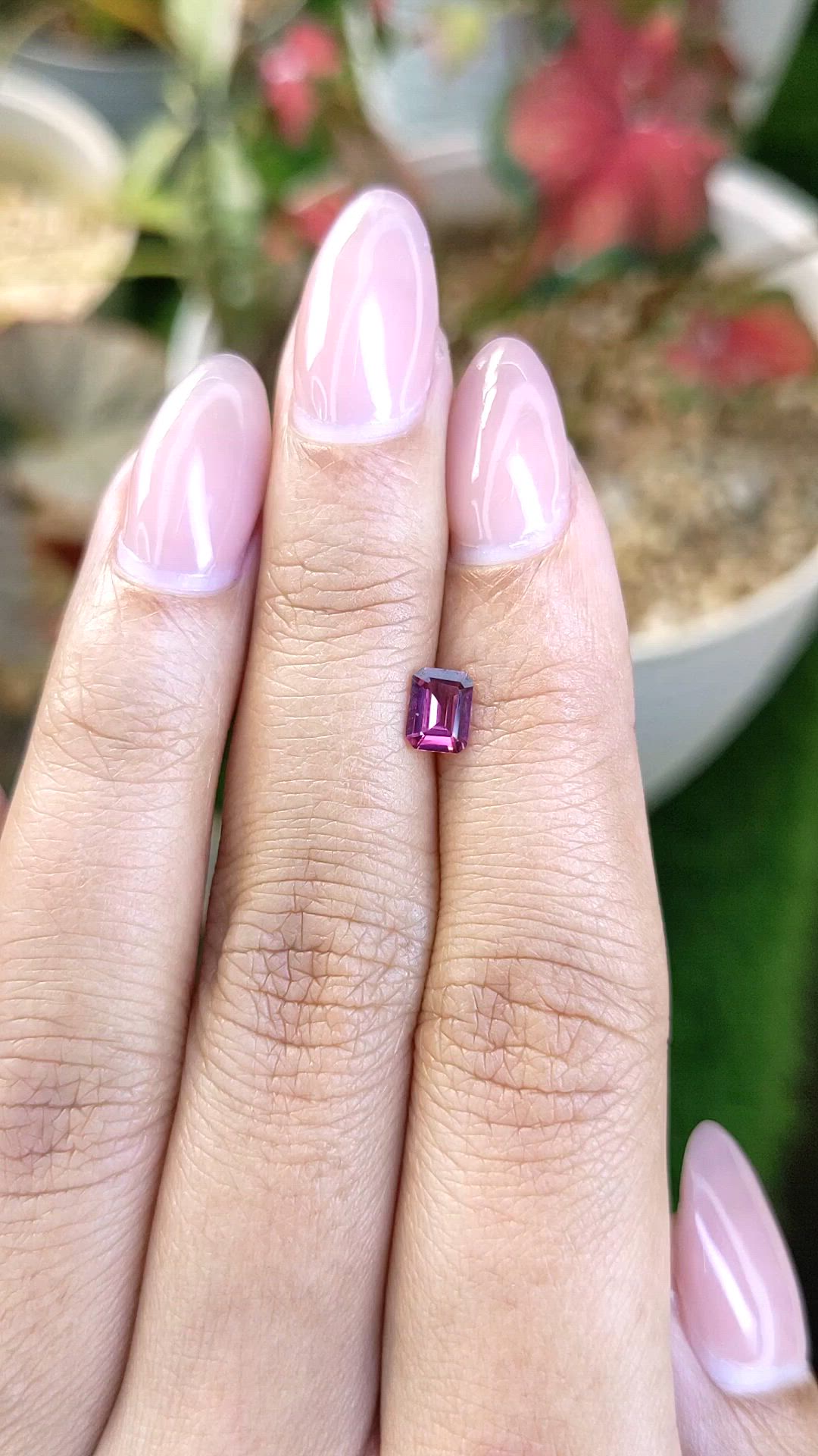 0.54 Ct. Purplish Pink Rhodolite Garnet from Ceylon (Sri Lanka) Size Video