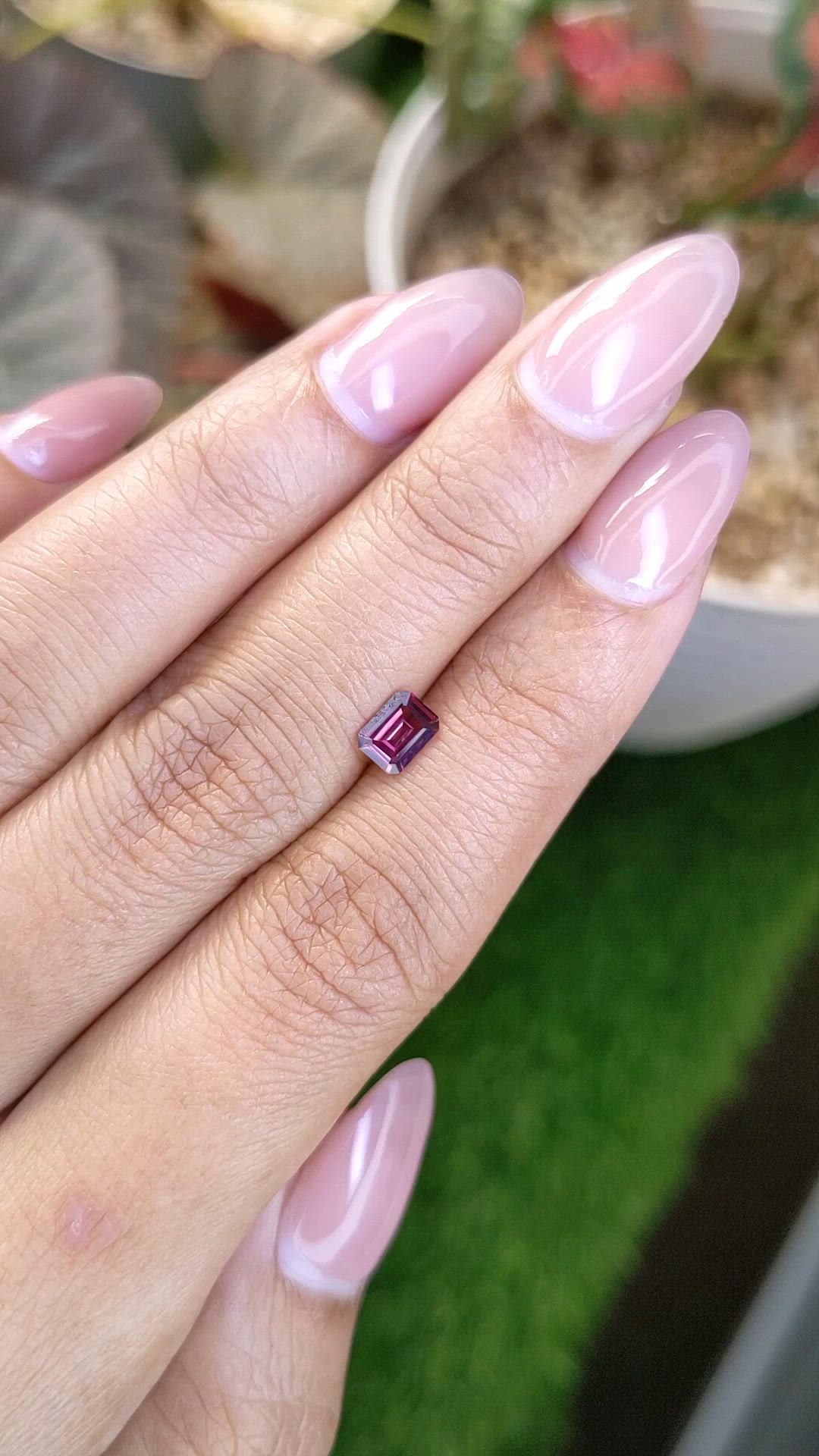 0.54 Ct. Purplish Pink Rhodolite Garnet from Ceylon (Sri Lanka) Size Video